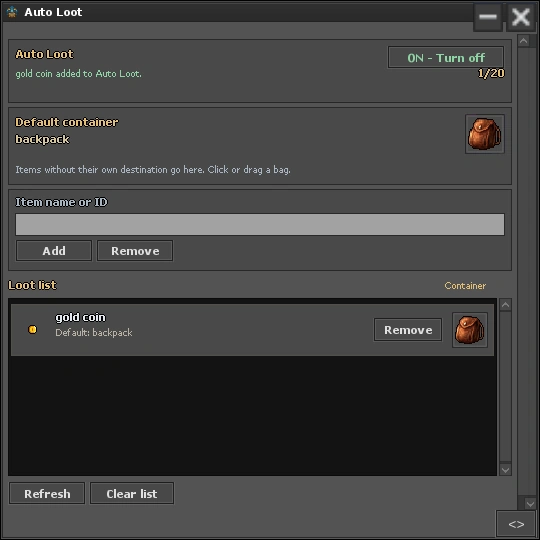 Tela real no APK: Auto Loot